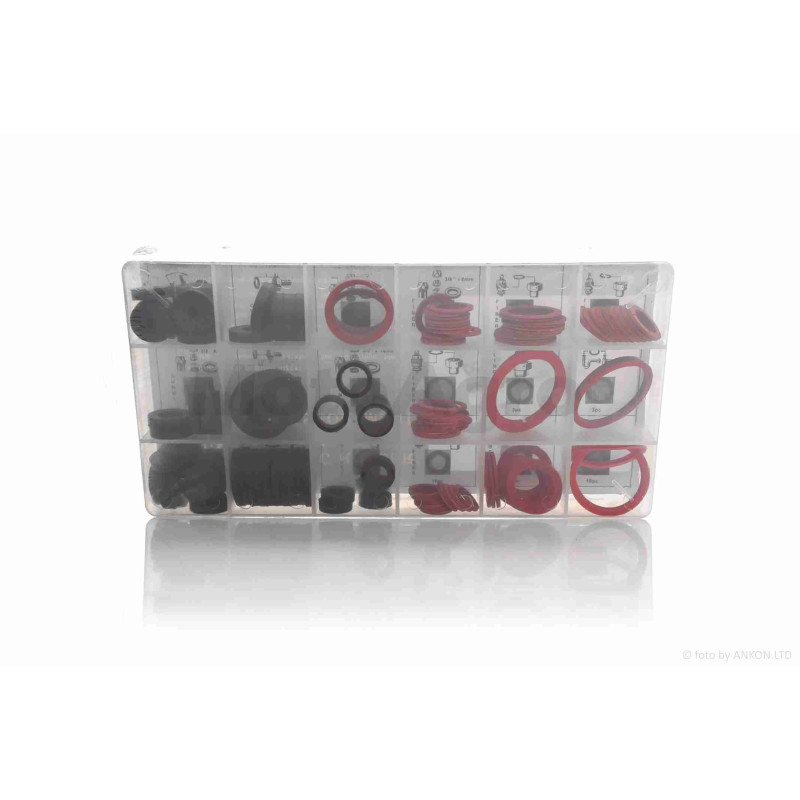 Набір ущільнювальних кілець 18 видів, 141шт (гума, волокно, азбест) #53-113