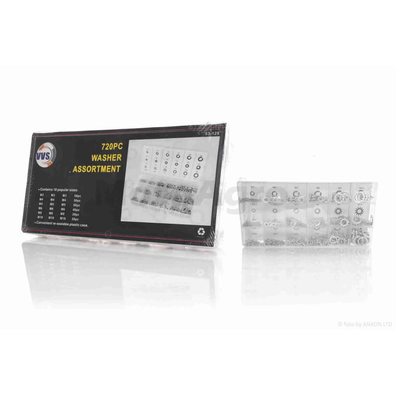 Набір гроверів та стопорних шайб 18 видів, 720шт #53-129