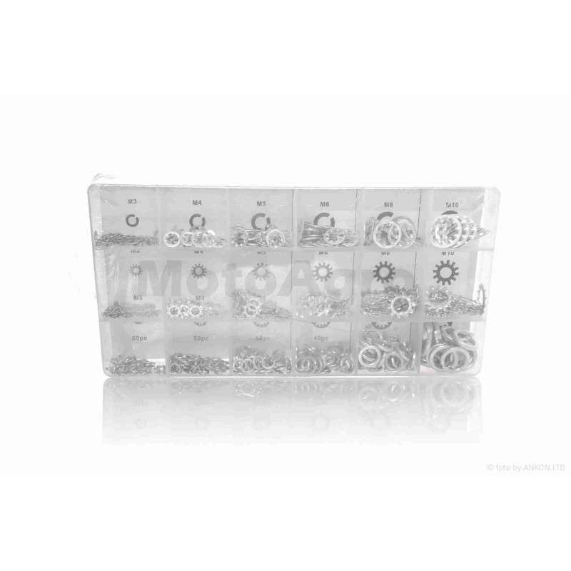 Набір гроверів та стопорних шайб 18 видів, 720шт #53-129