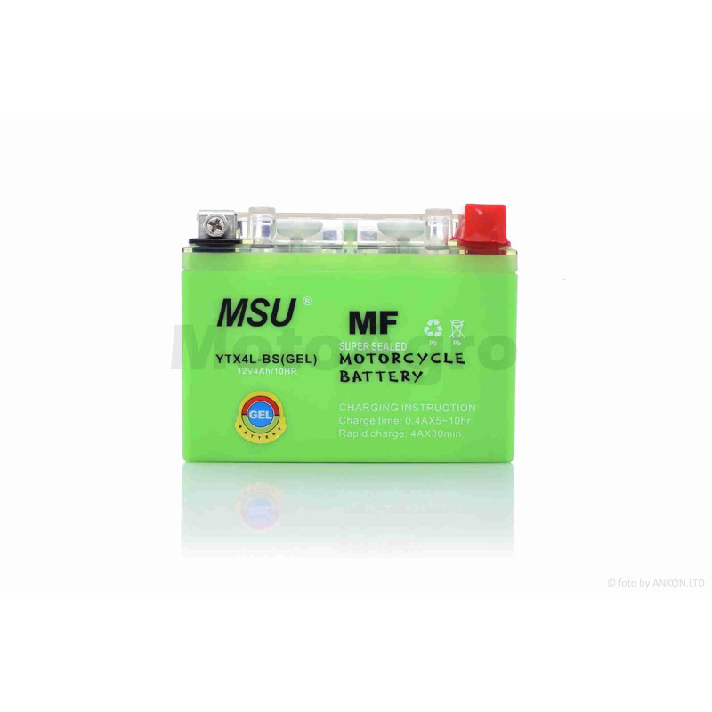 Акумулятор  GEL  12V  4A  113-70-85mm  YTX4L-BS  "MSU"  (2026)