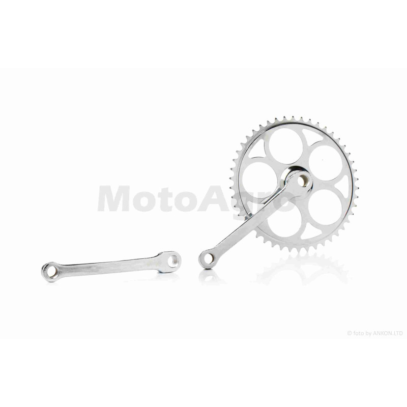 Зірка передня під клин  L165mm  (46T, хром, +шатун)  #YP-003