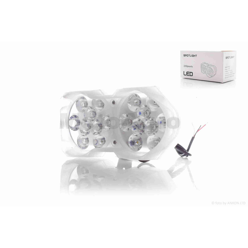 Фара додаткова  діодна, овальна з козирком, 18 діодів, габарит 2 кольори, 4 режими