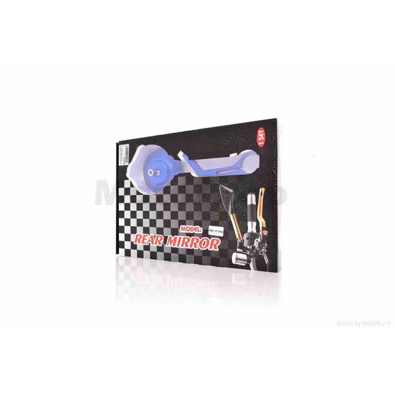 Дзеркала в торець керма, круглі, алюміній  "CUSTOM"  (сині)