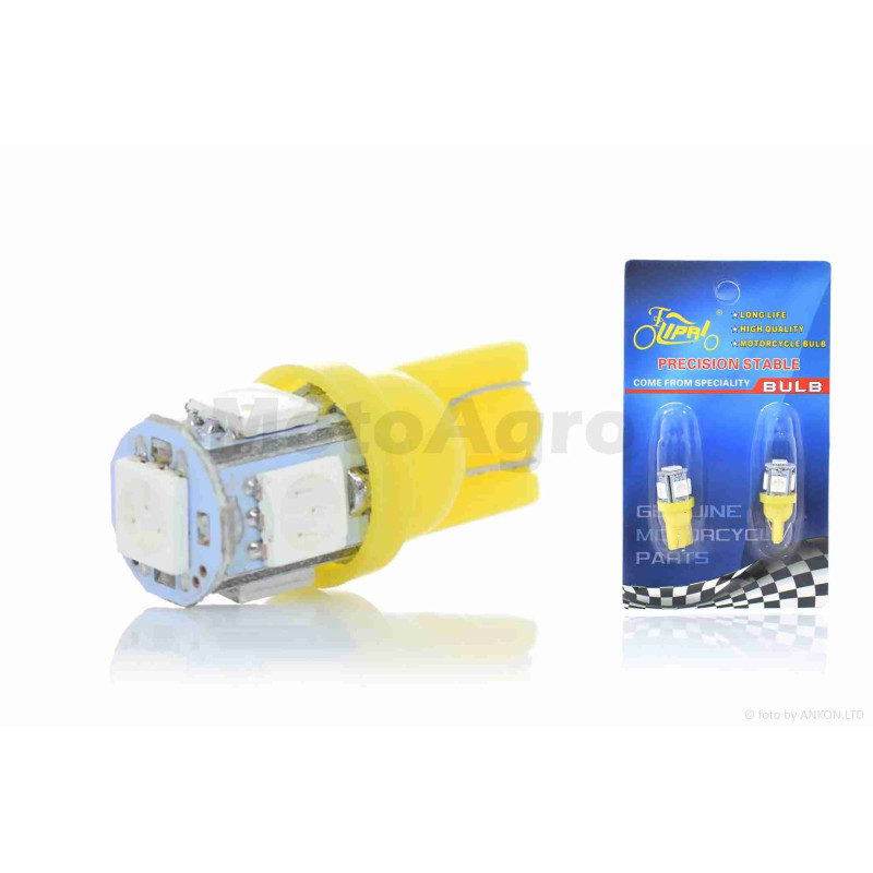 Лампи діодні поворотів безцокольні  T15  5 кристалів, 2шт, жовті  "LIPAI"