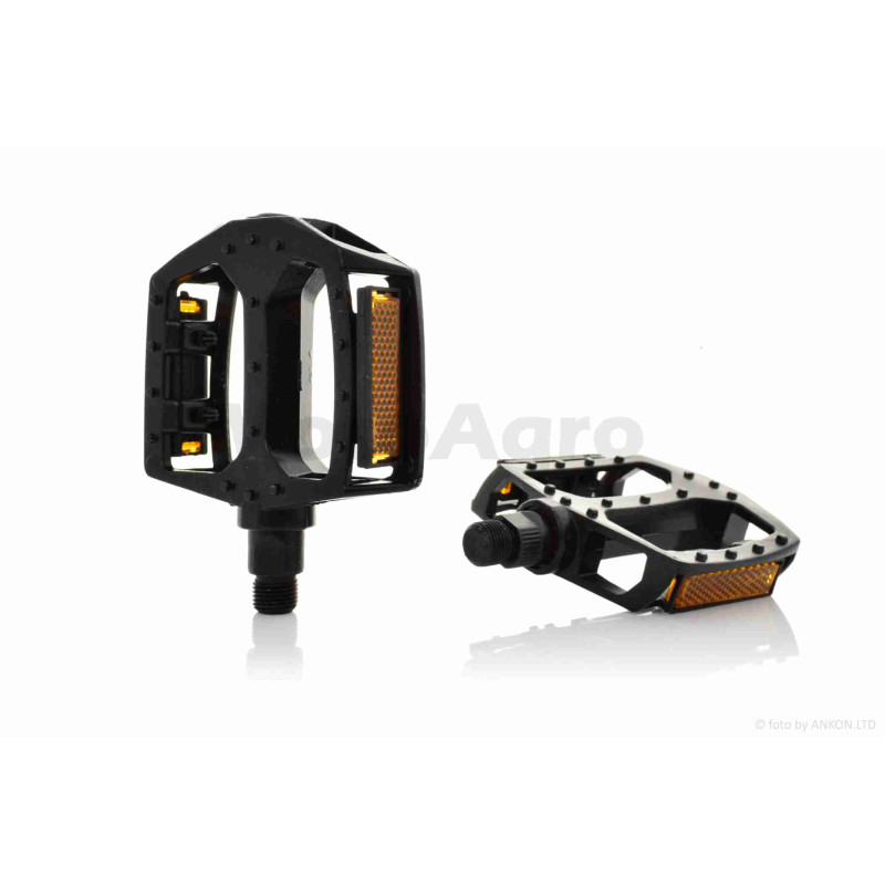 Педалі вело  алюмінієва основа  (чорні з катафотами)  #JTB-002