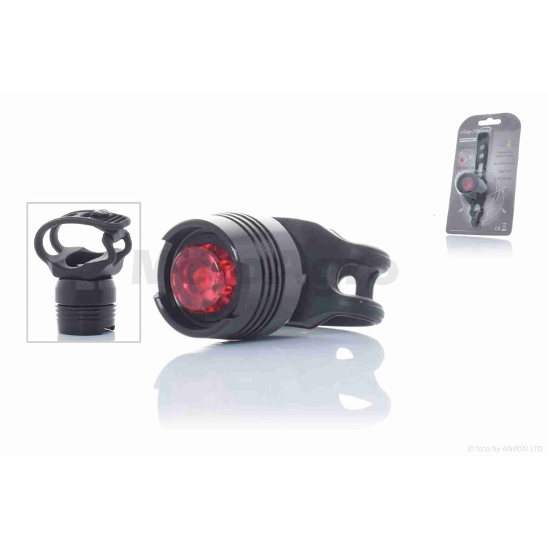 Габарит задній вело  1 діод  3 режими  алюміній  2xCR2032  #DEN-011