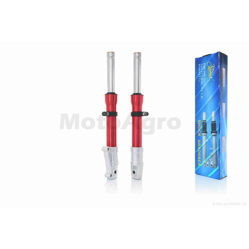 Амортизатори передні (пір`я)  DIO ZX  диск, гідравліка, шток  d27  "LIPAI"  (червоні)
