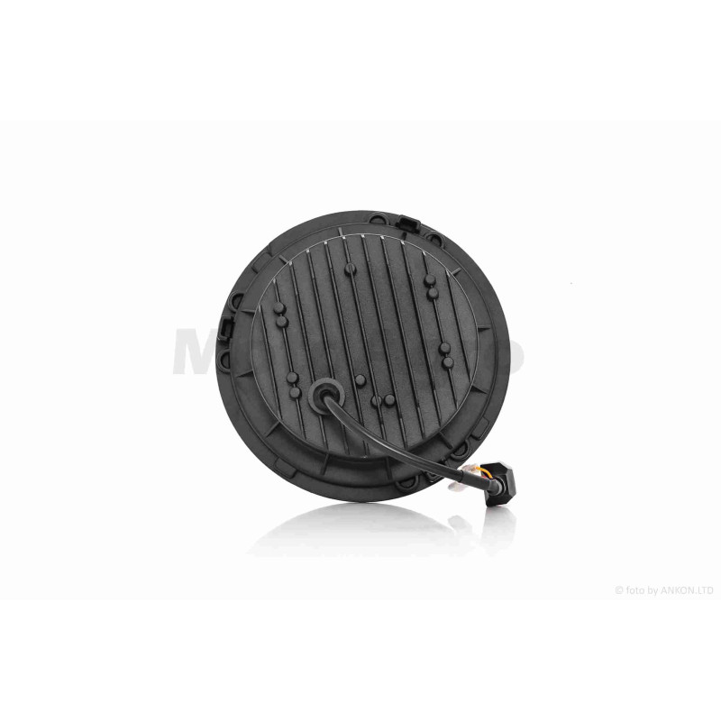 Фара  мото  діодна, кругла, D177, H4, 4 діоди, 2 габарити (білий/жовтий)