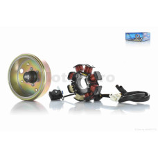 Генератор (у зборі) на китайський скутер 50 6+2 горизонтальне кріплення статора "LIPAI"