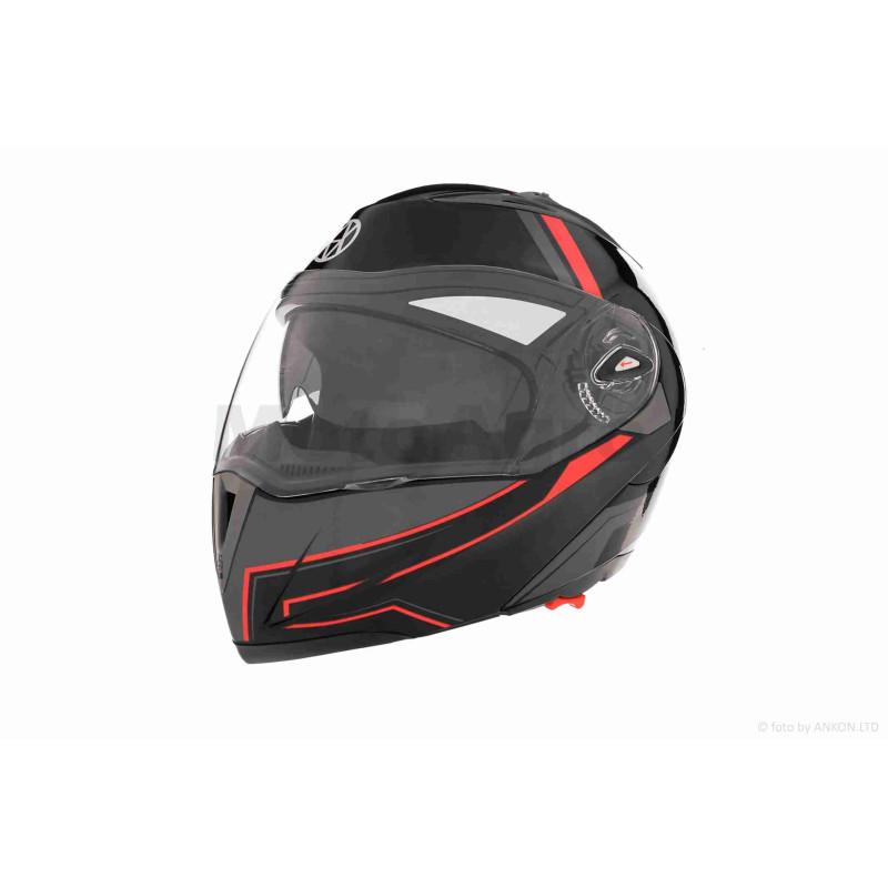 Шолом трансформер  "VLAND"  #158, чорно-червоний, окуляри, L