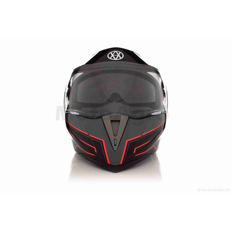 Шолом трансформер  "VLAND"  #158, чорно-червоний, окуляри, L
