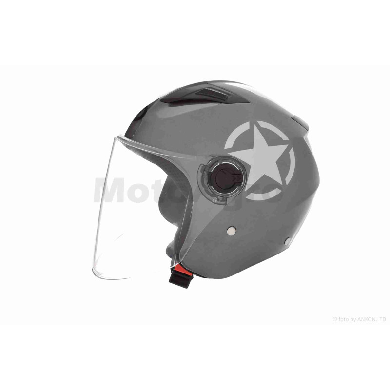 Шолом відкритий  "DAVID"  (#D017, сірий глянсовий  Willys Star, XL, ABS)