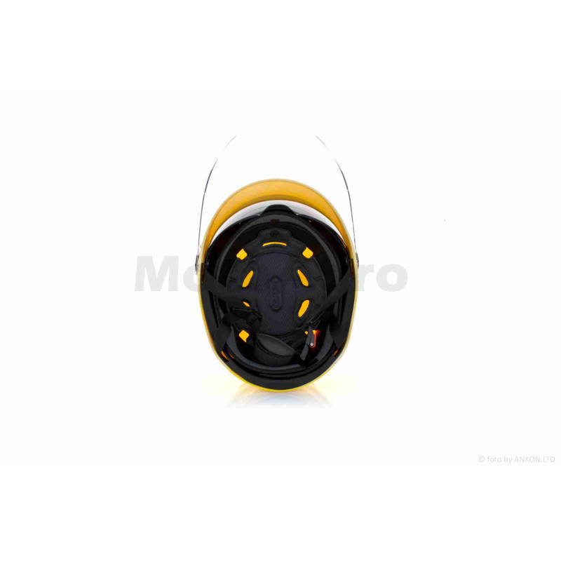 Шолом відкритий (мото 50cc/вело/самокат)  "DAVID"  (#S327, жовтий глянсовий, M-XL, окуляри)