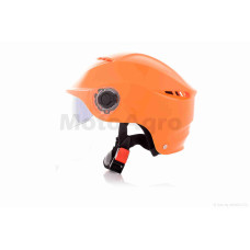 Шолом відкритий (мото 50cc/вело/самокат) "DAVID" ( S327 помаранчевий регулятор розміру окуляри ABS)