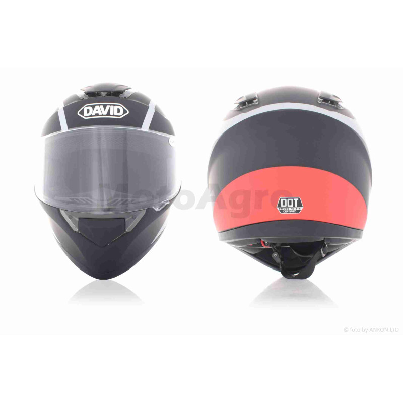 Шолом інтеграл  "DAVID"  (#D820D, чорний матовий-сіро-червоний, XL, ABS)
