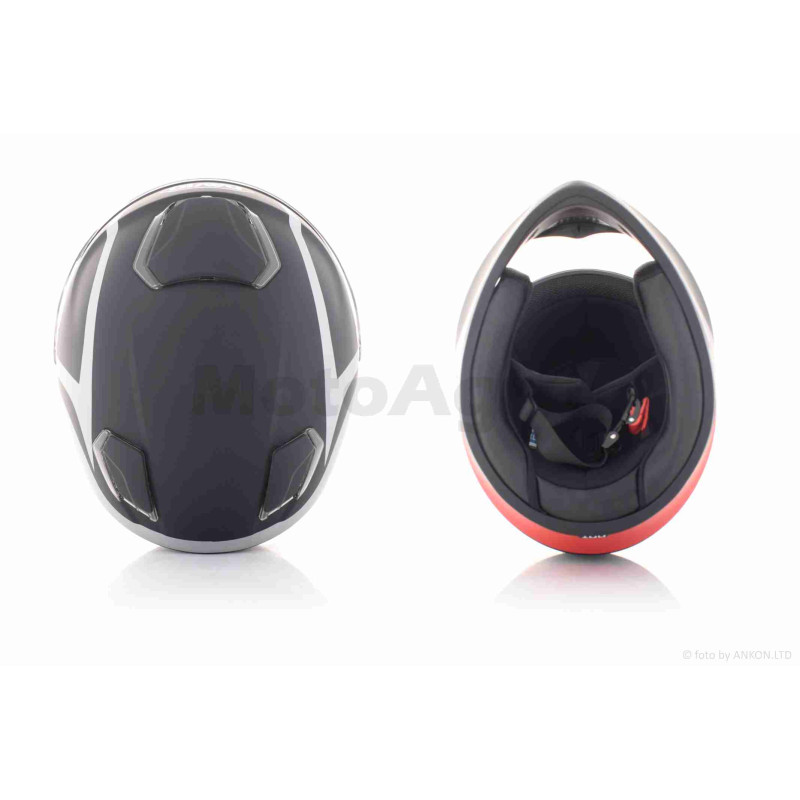 Шолом інтеграл  "DAVID"  (#D820D, чорний матовий-сіро-червоний, XL, ABS)