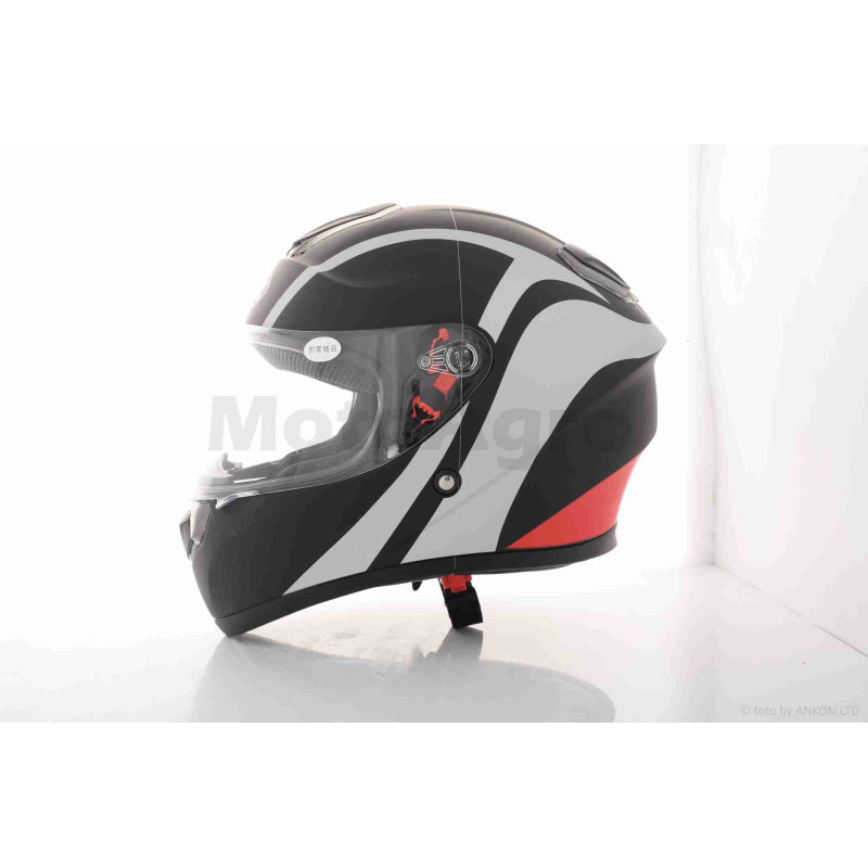 Шолом інтеграл  "DAVID"  (#D820D, чорний матовий-сіро-червоний, XL, ABS)