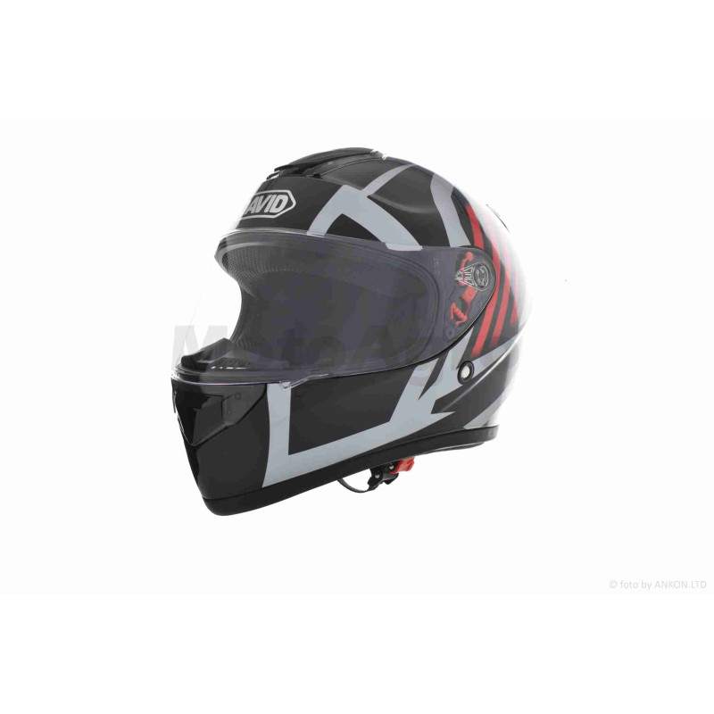 Шолом інтеграл  "DAVID"  (#D820E, чорно-червоно-сірий, XL, ABS)