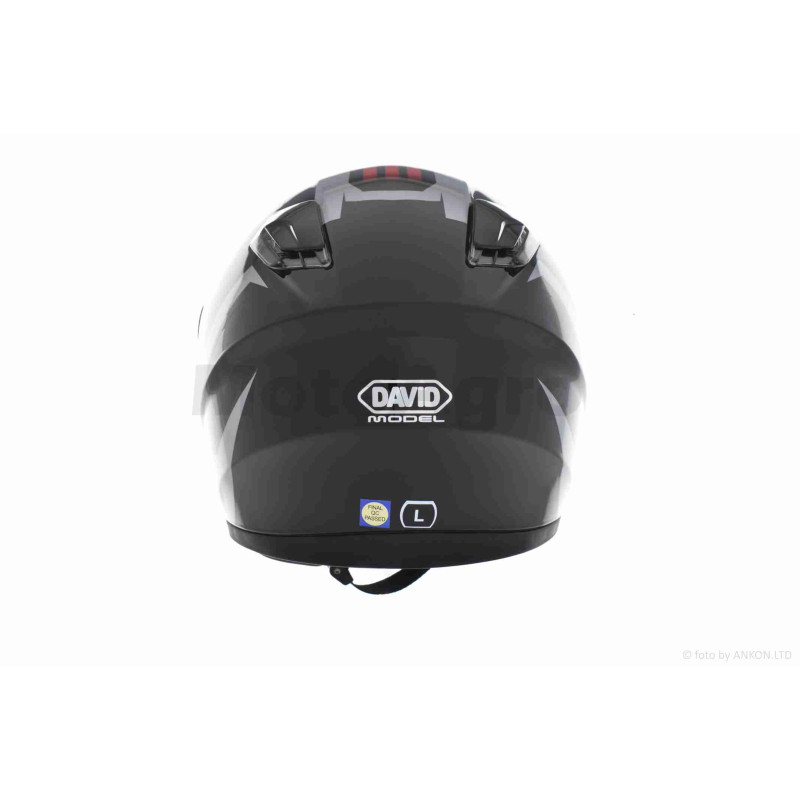 Шолом інтеграл  "DAVID"  (#D820E, чорно-червоно-сірий, XL, ABS)