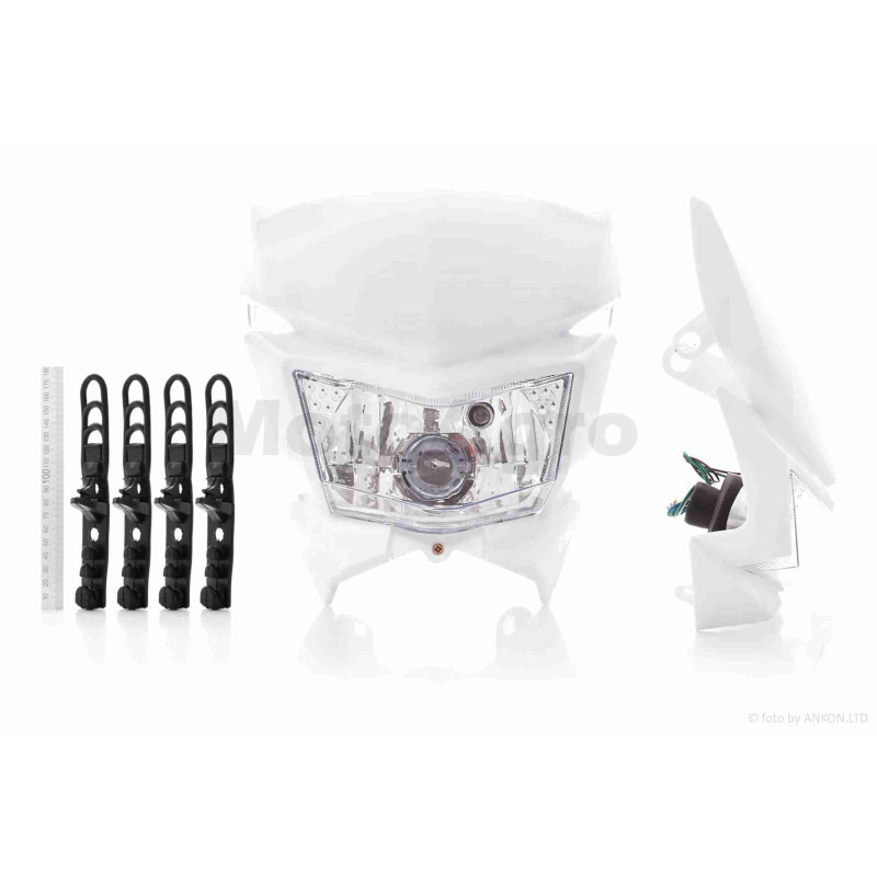 Обтічник з фарою  універсальний  35/35W  +габарит +кріплення  #1 білий