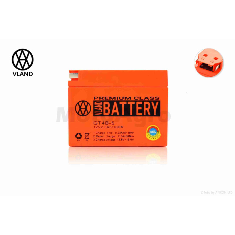 Акумулятор  GEL  12V  2.3A  Suzuki/Yamaha  115-40-90mm  GT4B-5  "VLAND"  (2025)