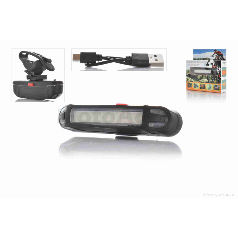 Габарит вело  USB, 15 діодів, 100lm, 5 режимів, червоне/біле світло #DEN-031