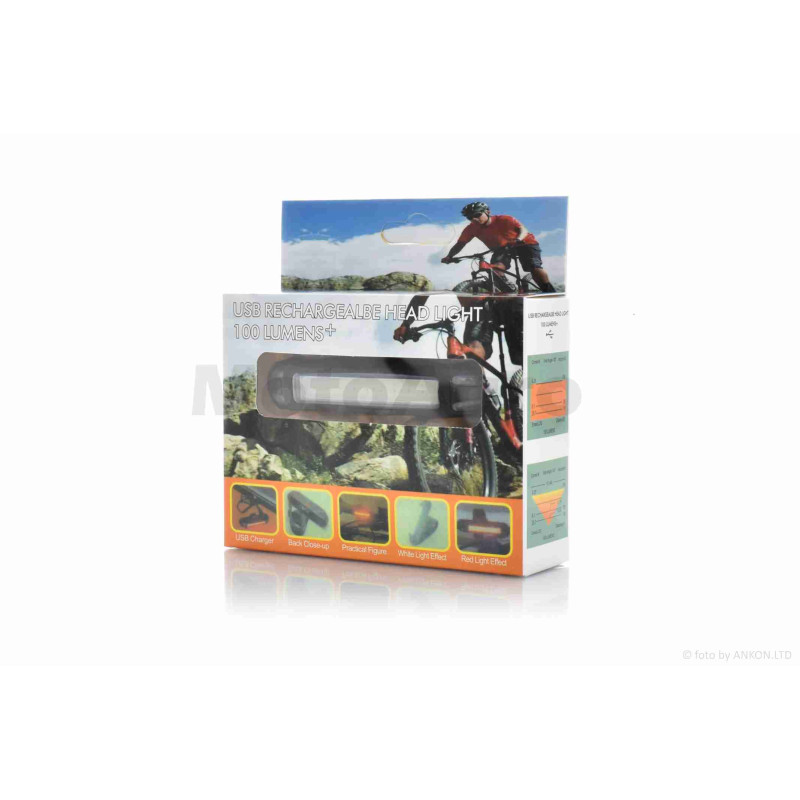 Габарит вело  USB, 15 діодів, 100lm, 5 режимів, червоне/біле світло #DEN-031