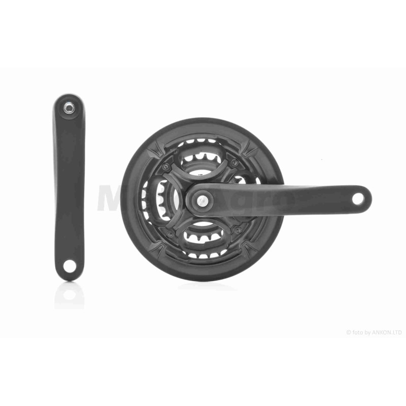 Зірки передні вело  42х34х24Т, захист, шатун під квадрат, 170mm  (чорні)  #YP-005