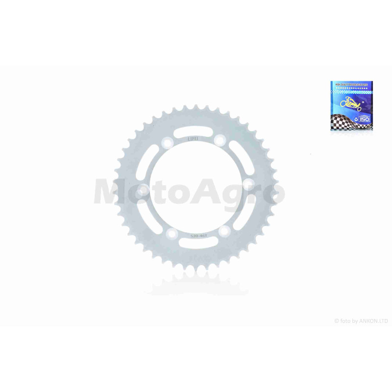 Зірка трансмісії задня  6-150/76, d130, D238  520-46T  болти конус  "LIPAI"  (silver)