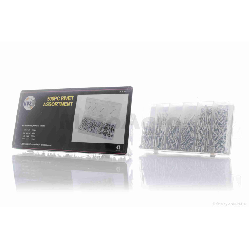 Набір заклепок витяжних  4 види, 500шт  #53-111