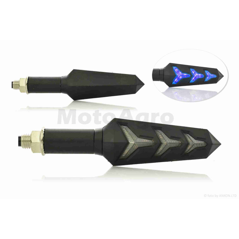 Повороти діодні  пара  #D-148  гнучка ніжка, динамічні, сині  "LIPAI"