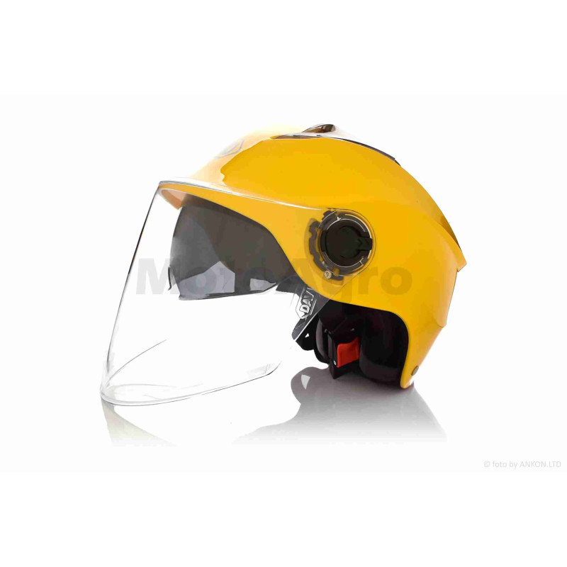 Шолом відкритий (мото 50cc/вело/самокат)  "DAVID"  (#S309, жовтий глянсовий, M-XL, окуляри)