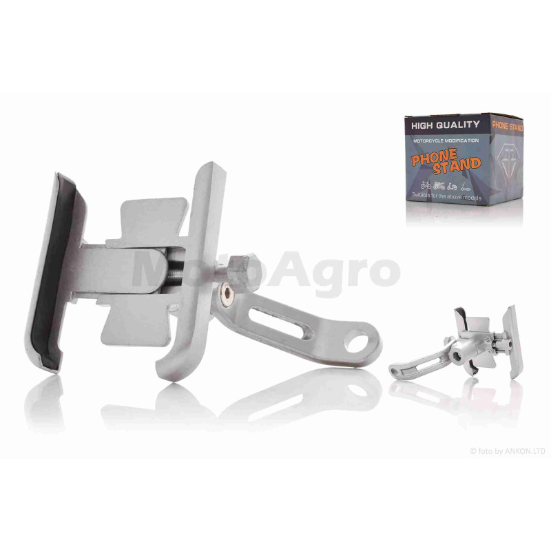 Тримач для телефону кріплення під дзеркало, алюмінієвий, хром.