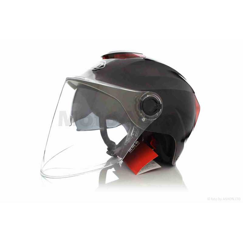 Шолом відкритий (мото 50cc/вело/самокат)  "DAVID"  (#D308, чорний глянсовий, M-XL, окуляри, ABS)