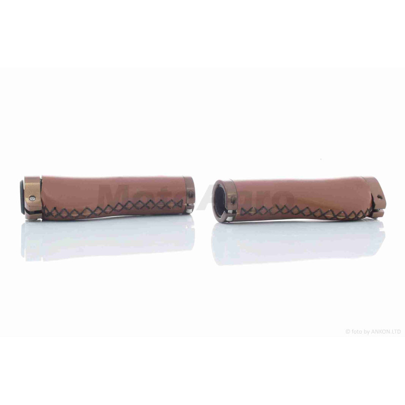 Грипси (ручки керма)  вело, шкіра, коричневі  #BT-017