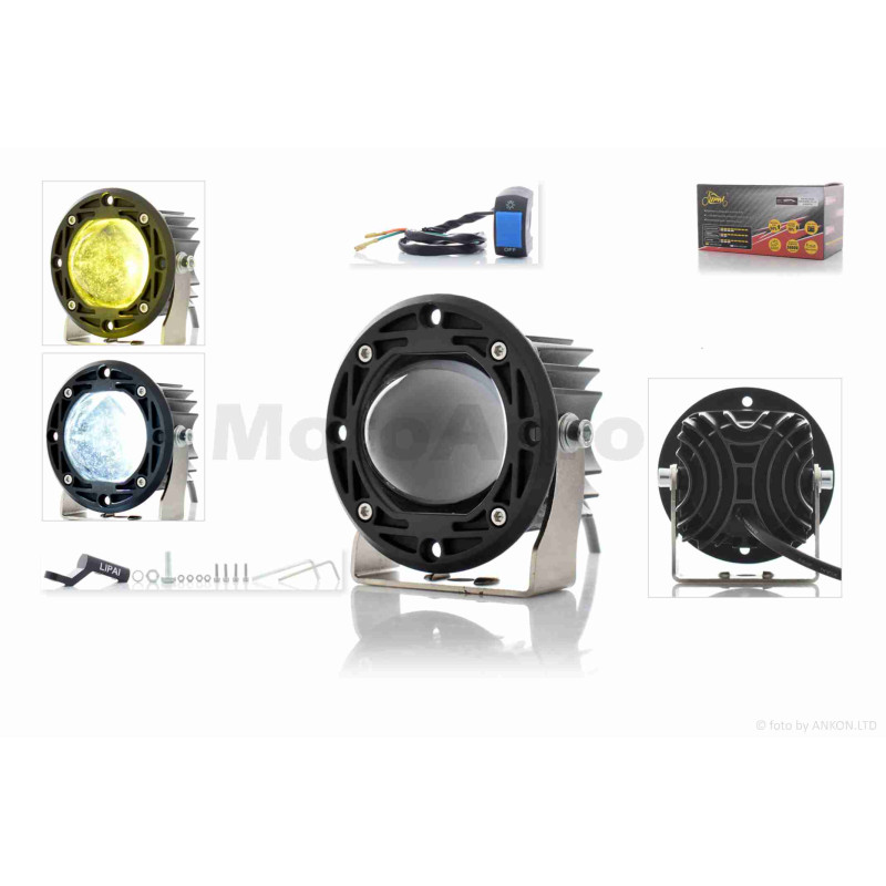 Фара додаткова  діодна, кругла, D75, 12-80V, IP67, біле/жовте світло  #LPS-807-PRO  "LIPAI"