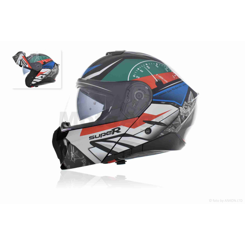 Шолом трансформер  "DAVID"  (#D809A, чорний глянсовий, XL, окуляри, ABS)