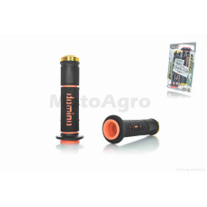 Грипси (ручки керма) універсальні 7 "DOMINO" (чорно-жовтогарячі CNC відбійники)