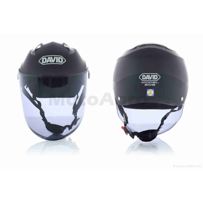 Шолом відкритий  "DAVID"  (#S309, чорний матовий, тонований візор, M-XL)  ABS