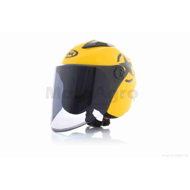 Шолом відкритий  "DAVID"  (#D017, жовтий, тонований візор Willys Star, L, ABS)