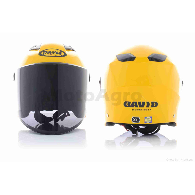 Шолом відкритий  "DAVID"  (#D017, жовтий, тонований візор Willys Star, XL, ABS)