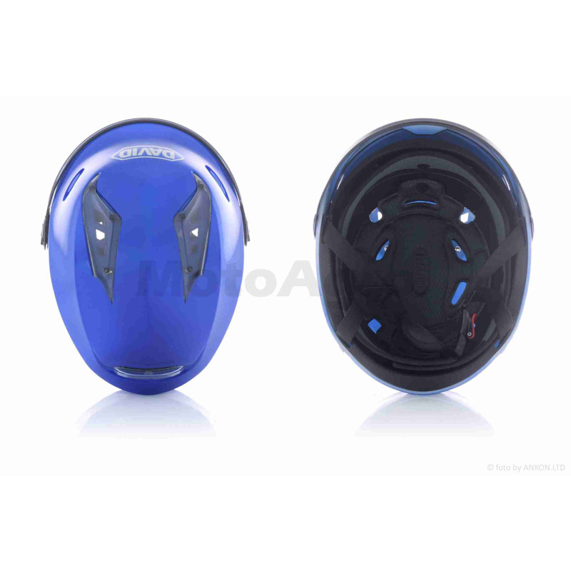 Шолом відкритий  "DAVID"  (#S309, синій глянсовий, тонований візор, M-XL, ABS)