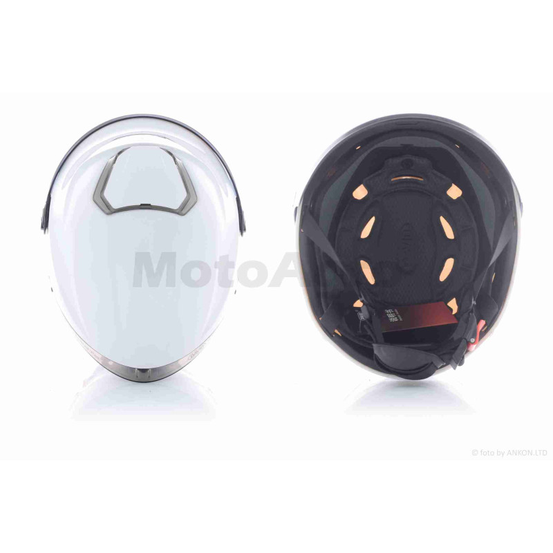 Шолом відкритий  "DAVID"  (#S307, білий глянсовий, тонований візор, M-XL, ABS)