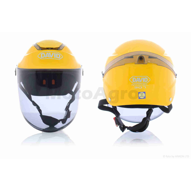 Шолом відкритий  "DAVID"  (#S307, жовтий глянсовий, тонований візор, M-XL, ABS)