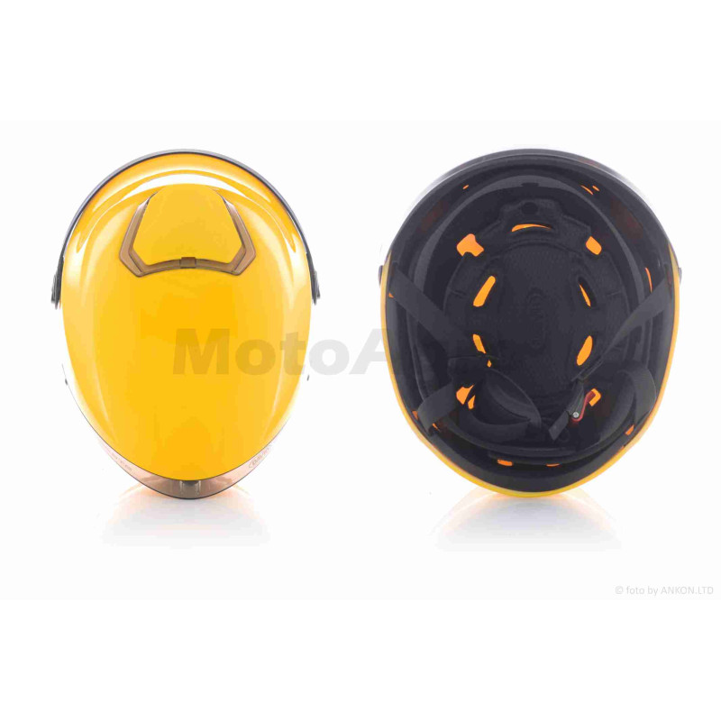 Шолом відкритий  "DAVID"  (#S307, жовтий глянсовий, тонований візор, M-XL, ABS)