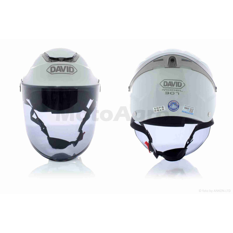 Шолом відкритий  "DAVID"  (#D307, сірий холодний, тонований візор, M-XL, ABS)