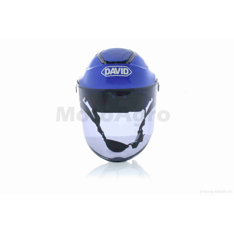 Шолом відкритий  "DAVID"  (#D307, синій глянсовий, тонований візор, M-XL, ABS)