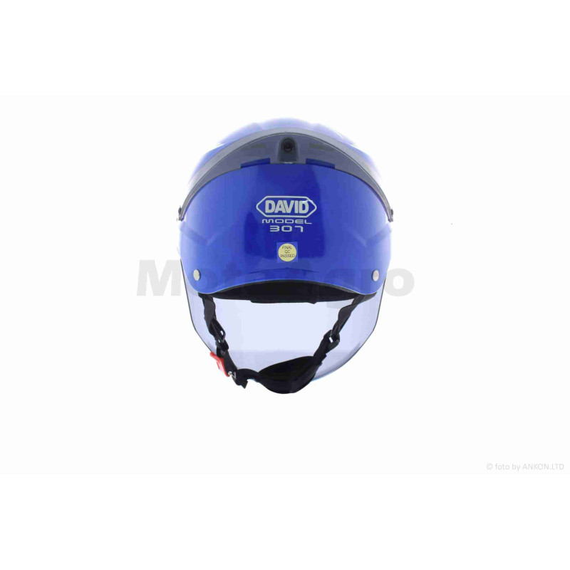 Шолом відкритий  "DAVID"  (#D307, синій глянсовий, тонований візор, M-XL, ABS)