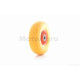 Колесо для тачки у зборі  3.00-4  (поліуретанове, жовте, помаранчевий диск, підшипник 6204 Ø20)