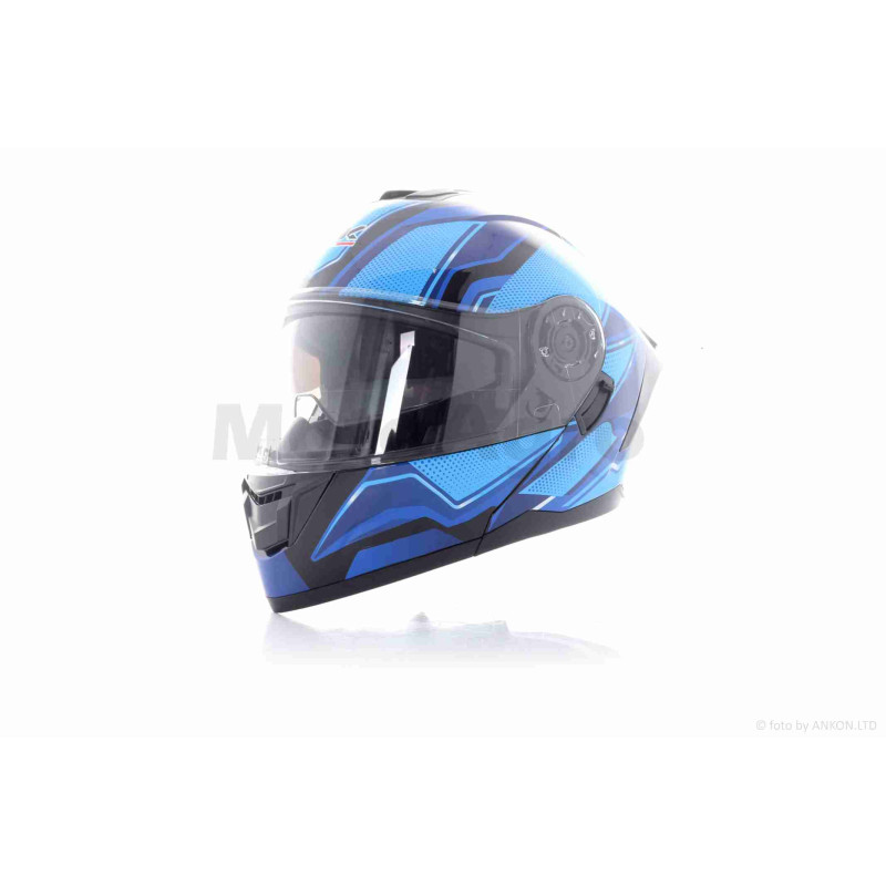 Шолом трансформер  "IBK"  (#965A габарит 3 режими, синій, L, окуляри)